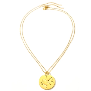Colliers avec pendentif tête de cheval séparable en acier inoxydable doré