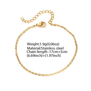 Minimalist multi-layer gold stainless steel chain bracelet with adjustable extension links
