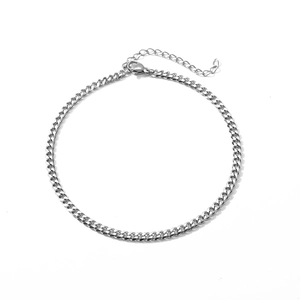 Polished silver stainless steel Cuban link chain with lobster clasp for men and women