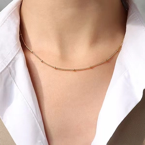 Collier Chaîne Satellite Minimaliste Acier Inoxidable Perles Rondes Bijoux Hip Hop Pour Femmes Hommes