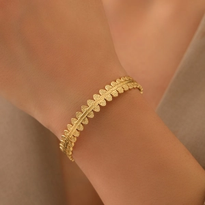 Geometric Open Cuff Bangle Stainless Steel Textured Oval Fence Bracelet For Women Men Fashion Jewelry Accessory