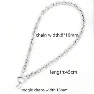 Stainless steel OT buckle necklace with heart pendant and engraved letter R