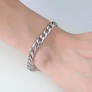 Stainless Steel Cuban Link Chain Bracelet For Men Women Hip Hop Punk Style Minimalist Polished Durable Basic Metal Jewelry