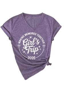 Detail of purple heathered V-neck t-shirt with roll-up sleeves and side knot hem