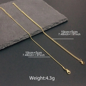 Double-layered gold stainless steel curb and snake chain bracelets set for men