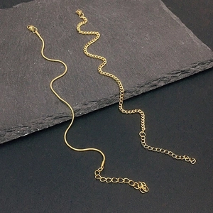 Minimalist gold-plated double-layer snake and curb chain bracelet with lobster clasp set