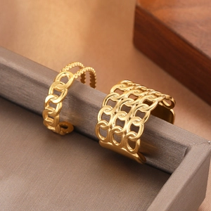 Anelli regolabili in acciaio inossidabile placcato oro 18K stile vintage francese donna