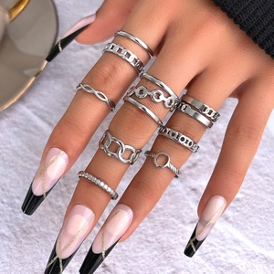 Hollow Chain Twist Adjustable Rings Stainless Steel Geometric Open Finger Ring Fashion Commuting Jewelry For Women