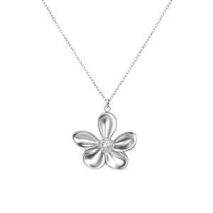 Collier en acier inoxydable avec pendentif fleur à cinq pétales de style européen