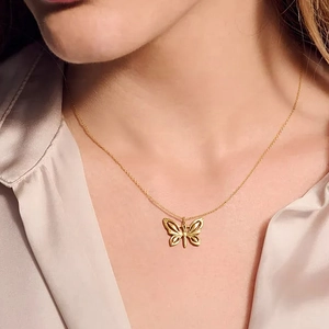 Hollow Butterfly Pendant Necklace Stainless Steel Minimalist Elegant Fashion Commuter Jewelry For Women