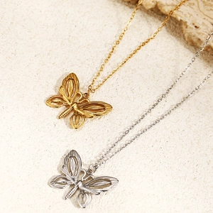 Elegant hollow butterfly necklaces in gold and silver finish with minimalist chains