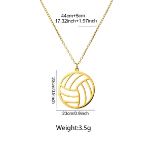 Gouden holle volleybal ketting met details over kettinglengte en hanger grootte