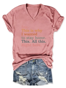 Detail of pink V-neck T-shirt with Slogan print and frayed hem denim shorts set