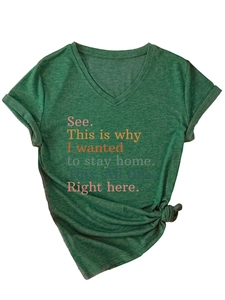 Detail of green V-neck T-shirt with gray heather texture and knotted hem accent