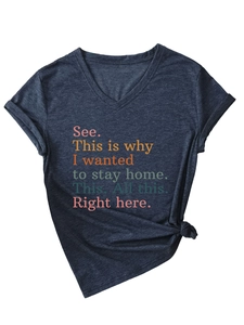 Navy V-neck t-shirt with rolled sleeves and decorative side knot detail for women