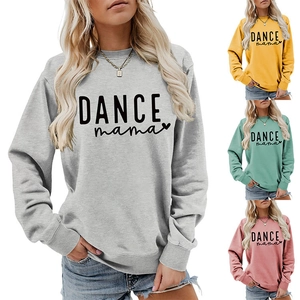 Detail showing various colors of the Dance Mama crewneck sweatshirt with ribbed cuffs