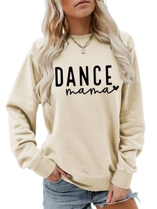 Detail of ribbed cuffs and collar on cream Dance Mama sweatshirt for women