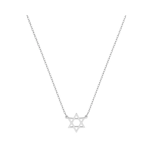 Collier en acier inoxydable poli avec pendentif hexagramme et chaîne à maillons épurée