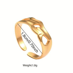 Adjustable hollow chain texture ring in matte gold finish with 1.8cm inner diameter