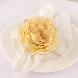 Servilletero de Tela de Seda Hecho a Mano con Rosa Tejida y Hebilla de Aleación para Decoración de Mesa de Boda Hotel