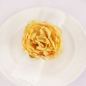Handmade yellow peony napkin ring for elegant wedding table setting and hotel decor