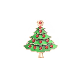 Christmas tree napkin ring with green enamel and red rhinestones for festive table decor