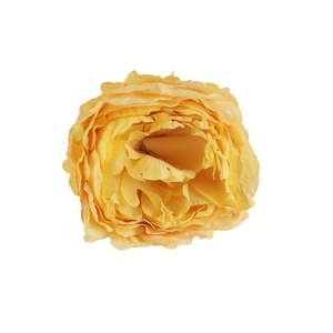 Handmade yellow peony napkin ring crafted from silk cloth for elegant wedding table decor