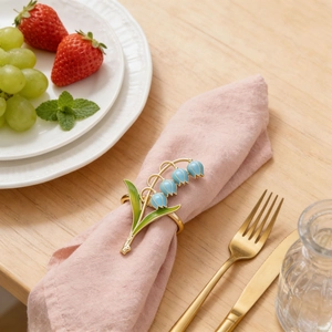 Lily Of The Valley Napkin Ring Enamel Zinc Alloy Floral Holder For Wedding Party Hotel Table Decoration Retro Style