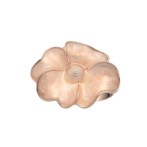 Rond de serviette élégant en forme de fleur avec pétales en émail et détails en or rose