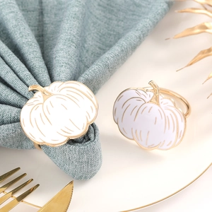 Pumpkin Napkin Rings Zinc Alloy Enamel Halloween Thanksgiving Autumn Harvest Table Decoration Metal Creative Ornament