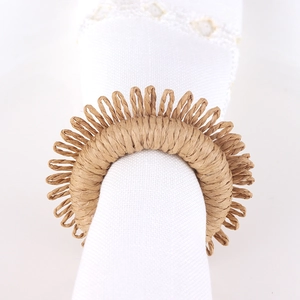 Handmade Raffia Straw Woven Napkin Rings Sunflower Shape For Table Decoration Wedding Dinner Party Hotel Restaurant