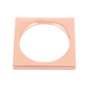 Square rose gold napkin ring with geometric hollow design and polished metallic finish