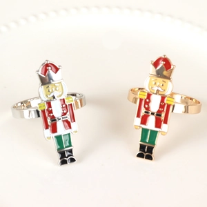 Nutcracker Soldier Napkin Rings Zinc Alloy Enamel Buckles For Christmas Holiday Table Decoration Wedding Party Banquet