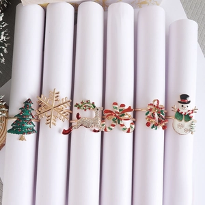 Christmas napkin rings set of 6 with colorful enamel tree and snowman designs