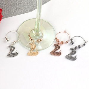 Snake Wine Glass Charms Zinc Alloy Cobra Shaped Glass Markers For Party Bar Halloween Novelty Metal Identification Rings