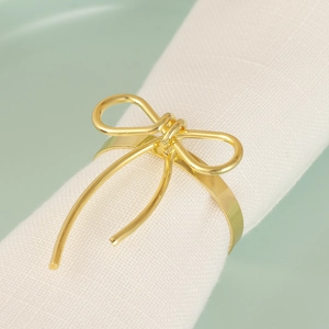 Elegant Bowknot Napkin Rings Zinc Alloy Metal Bow Design For Wedding Party Hotel Table Decoration Western Style