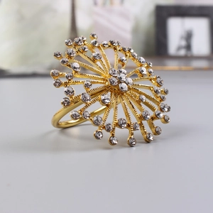Firework Starburst Napkin Ring Zinc Alloy Rhinestone Buckle For Hotel Party Christmas Dining Table Decoration Accessories
