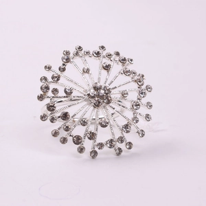 Elegant silver fireworks napkin ring with sparkling rhinestones for wedding table decor