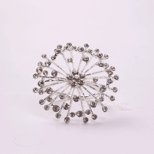 Elegant silver fireworks napkin ring with sparkling rhinestones for table decoration
