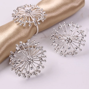 Firework Rhinestone Napkin Rings Zinc Alloy Sparkling Starburst Buckle For Wedding Banquet Hotel Dinner Table Decoration