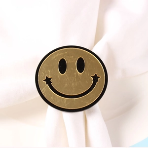 Happy Face Napkin Rings Zinc Alloy Gold Mirror Finish Star Smile Design Table Decoration For Hotel Banquet Party