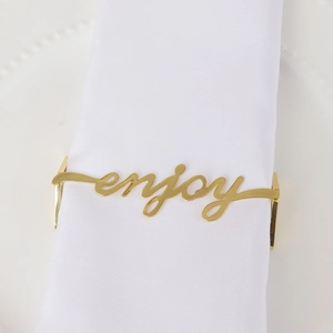 Golden enjoy hollow metal napkin ring holder for elegant wedding table setting