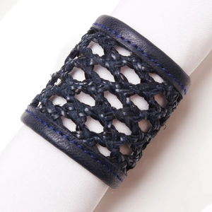 Creative Hand Woven Leather Napkin Rings Vintage Hollow Mesh Napkin Holders For Hotel Banquet Wedding Table Decoration