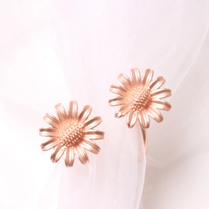 Daisy Flower Napkin Rings Rose Gold Zinc Alloy Metal Napkin Holder For Wedding Hotel Dining Table Decoration Elegance