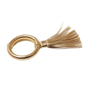Elegante portatovagliolo in pelle PU dorata con nappa per decorazione tavola nuziale