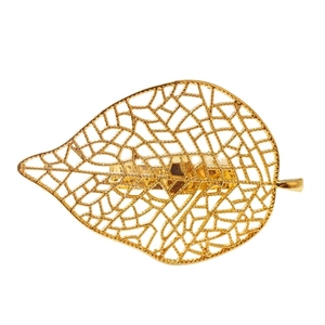 Rond de serviette feuille dorée évidée avec détails de veines pour table de banquet