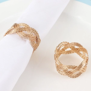 Braided Metal Napkin Rings Gold Zinc Alloy Woven Hollow Napkin Buckles For Wedding Hotel Table Decoration