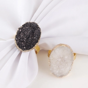 Rond de Serviette en Alliage de Zinc Électroplaqué Or avec Druse Décoration de Table Luxe pour Mariage Banquet Hôtel
