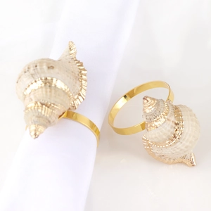 Conch Napkin Ring Natural Seashell Zinc Alloy Ocean Theme Wedding Hotel Table Decoration Electroplated Marine Style Buckle