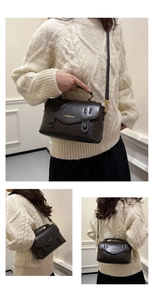 Drei-Wege-Ansicht der dunkelbraunen Retro-Tasche mit Hand- und Umhängetragevarianten
